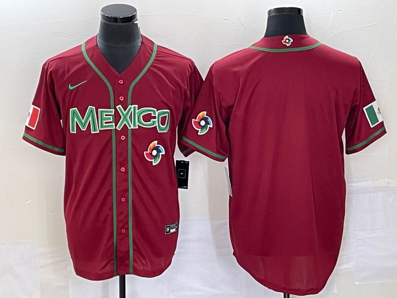 Men 2023 World Cub Mexico Blank Red Nike MLB Jersey19->more jerseys->MLB Jersey